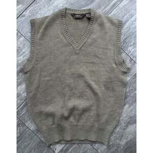 Vintage Hudson's Men's Store Sweater Vest Large Taupe V-Neck Acrylic Knit